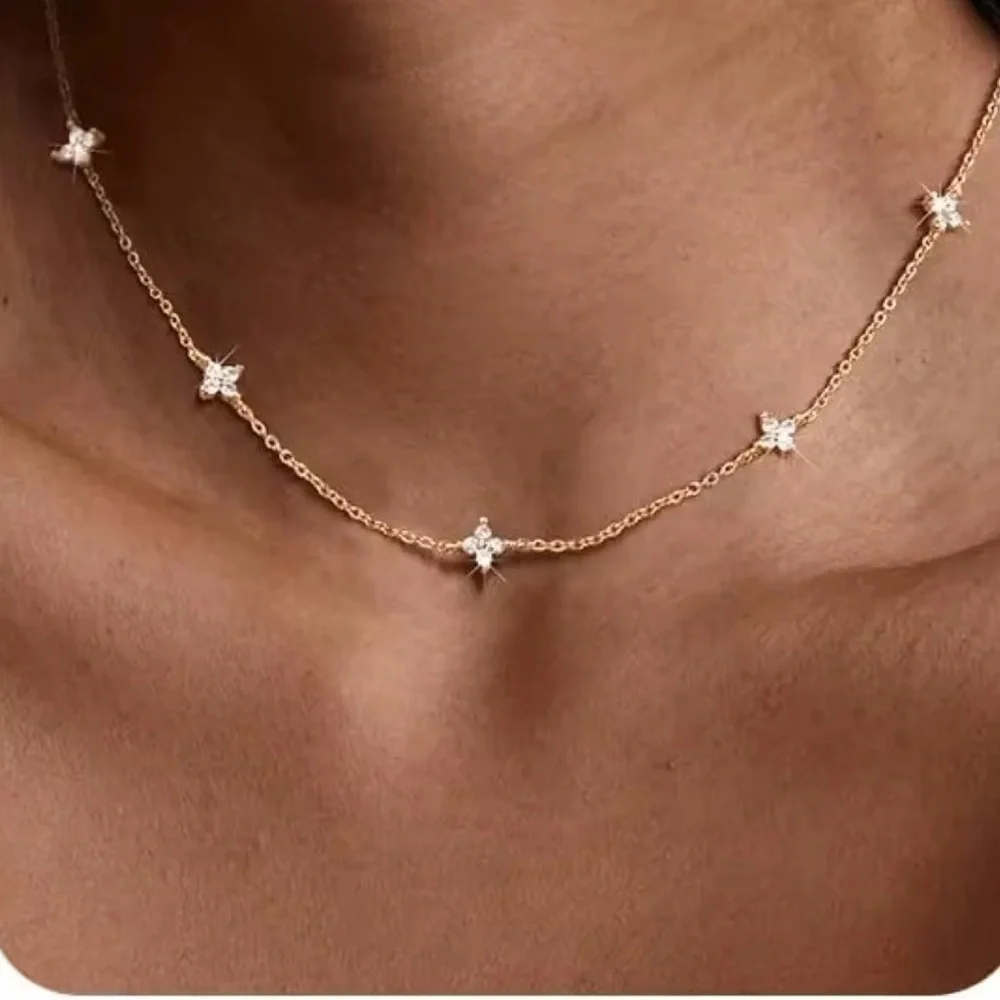 Swarovski Inspired Gold Star Choker Necklace